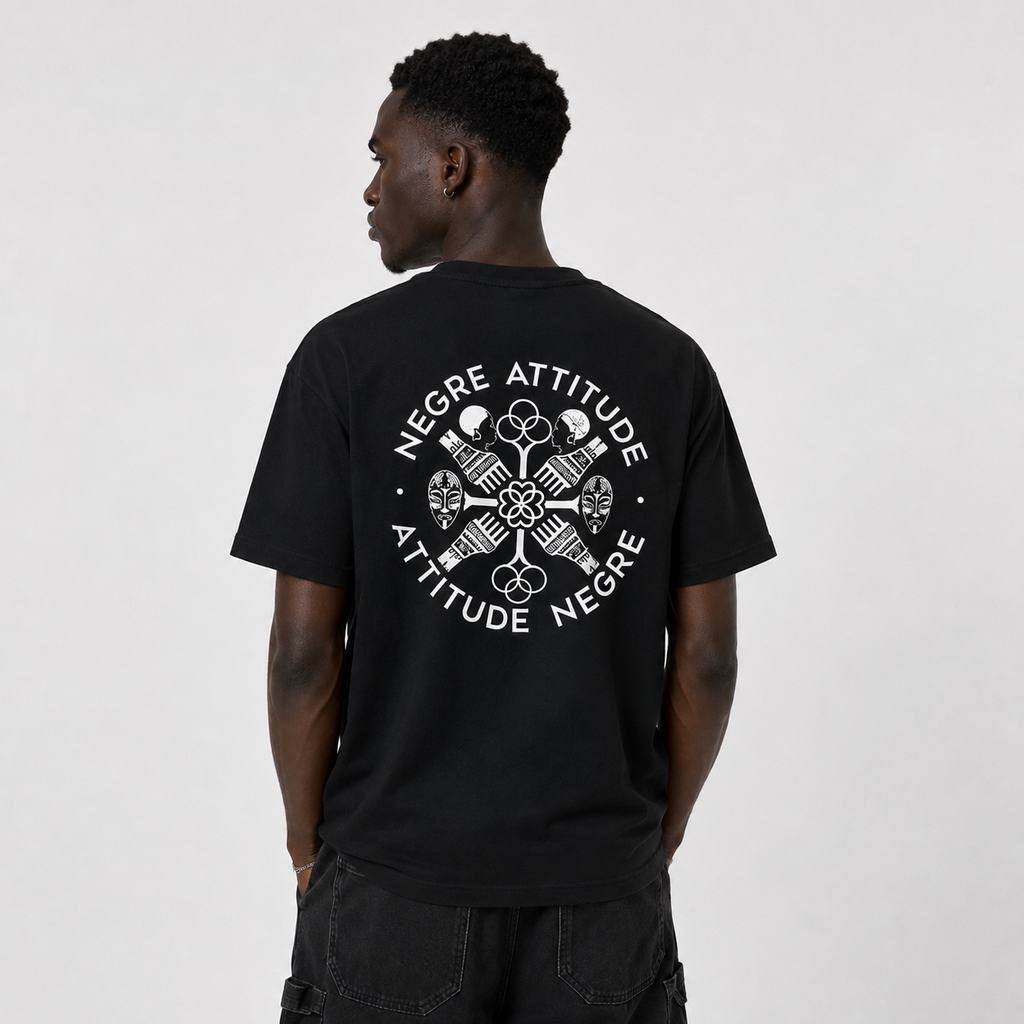 T-Shirt Urbain Dos Premium Noir Attitude Nègre - vue de face