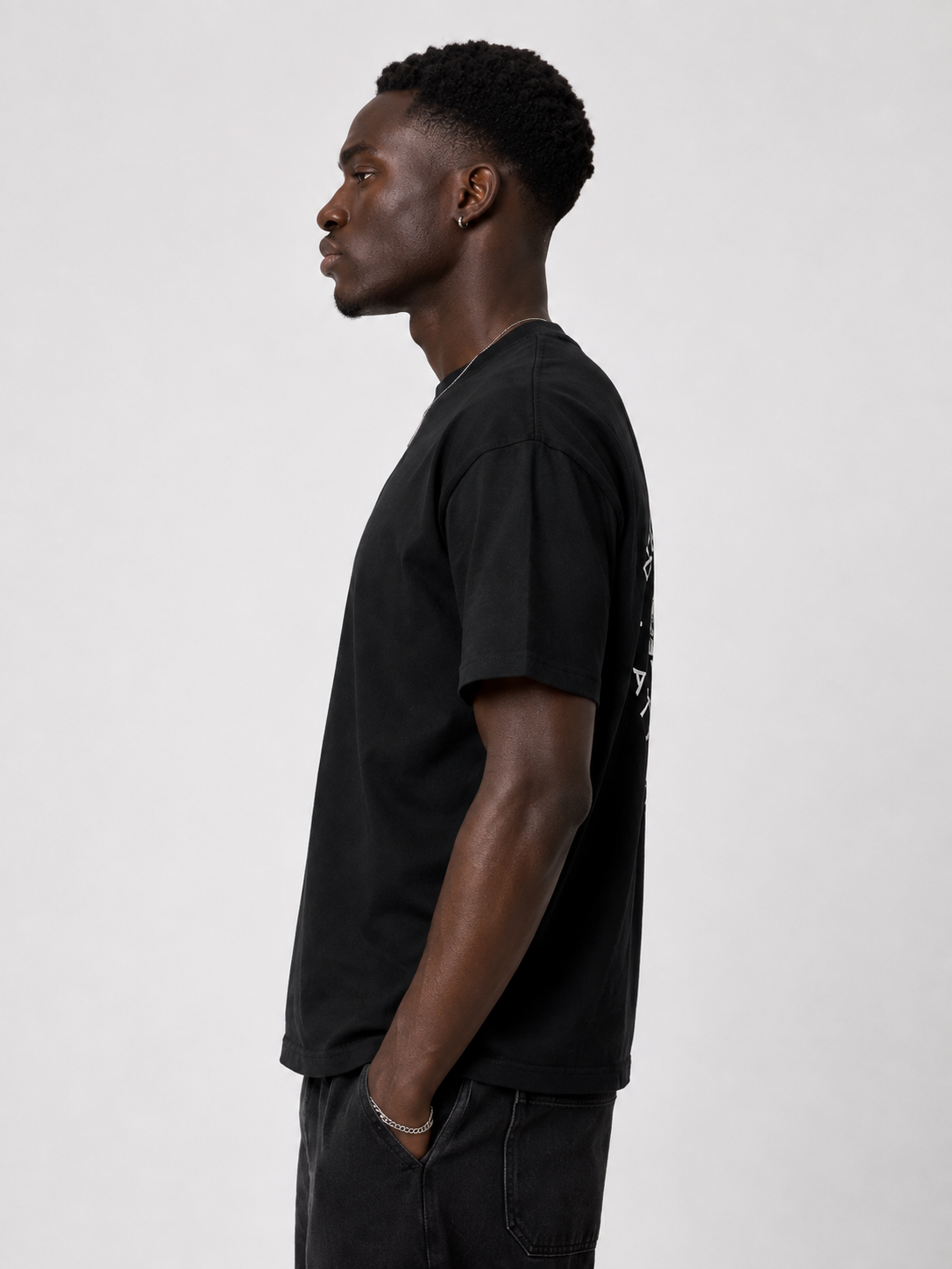 T-Shirt Urbain Dos Premium Noir Attitude Nègre - vue de dos, imprimé signature