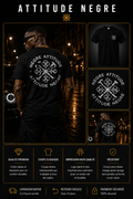 T-Shirt Signature Dos Premium Noir Attitude Nègre, logo au dos