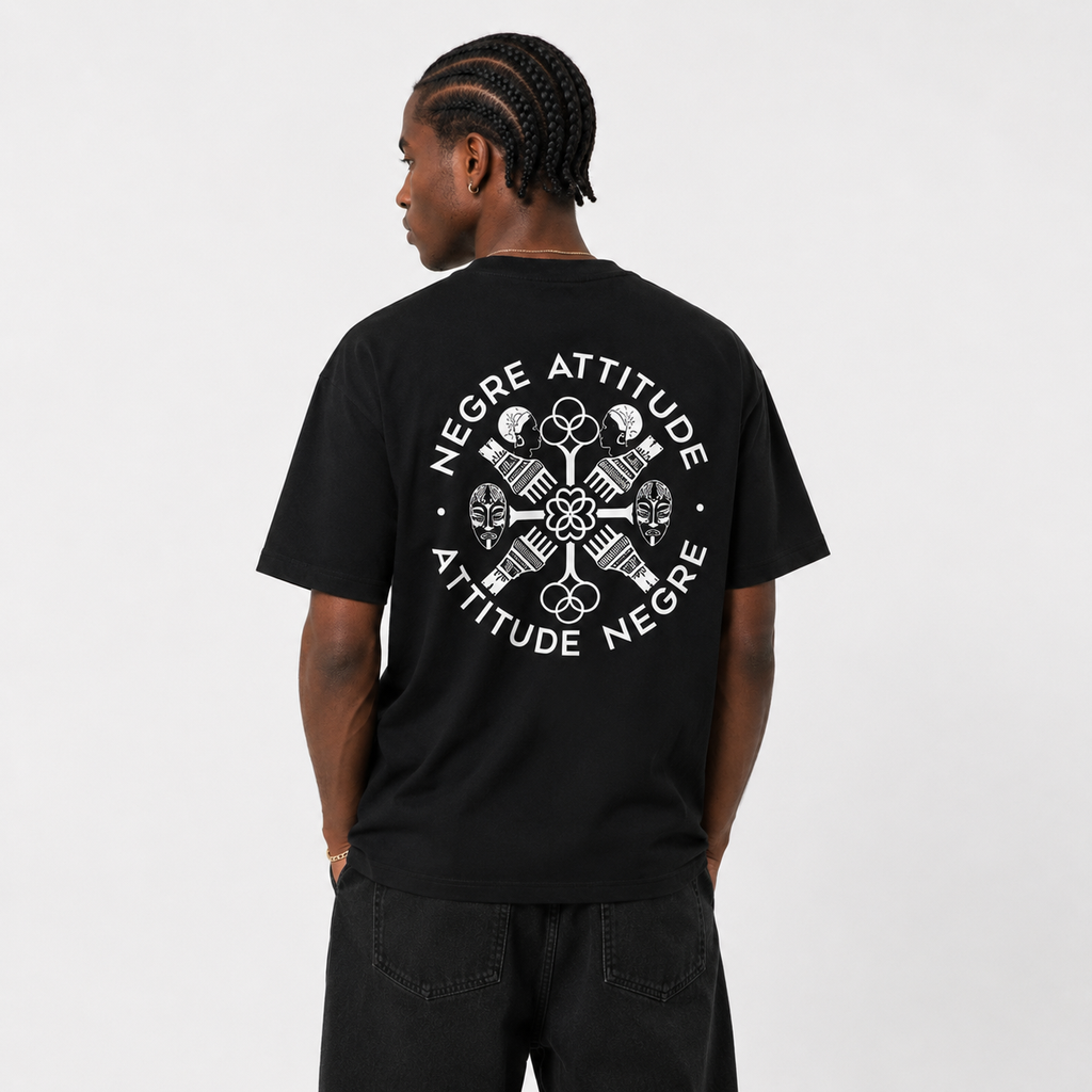 T-Shirt Origine Dos Premium Noir Attitude Nègre - vue de face