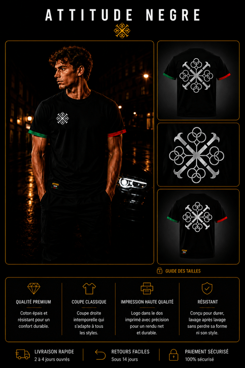 T-Shirt Empreinte 2026 Premium Noir Attitude Nègre, pièce exclusive